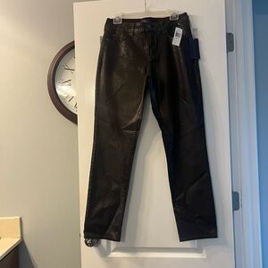 NWT NYDJ brown gloss leather  look jeans size 10